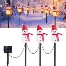 3PCS Solar Powered LED Snowman Light Decor Outdoor Garden Stake Lamp Christmas