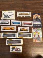 Lot of Bachmann HO scale "Boxed" Train Cars, Locomotives, And Steel Tracks