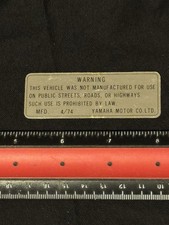 Vintage Yamaha Mfg. Sticker MX AHRMA 1975 YZ