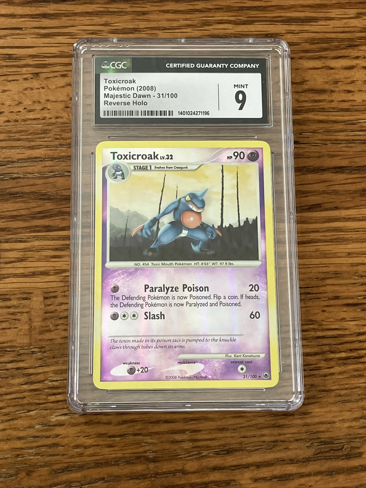 TOXICROAK 31/100 Majestic Dawn Rare Pokemon Card Reverse Holo CGC 9 Graded