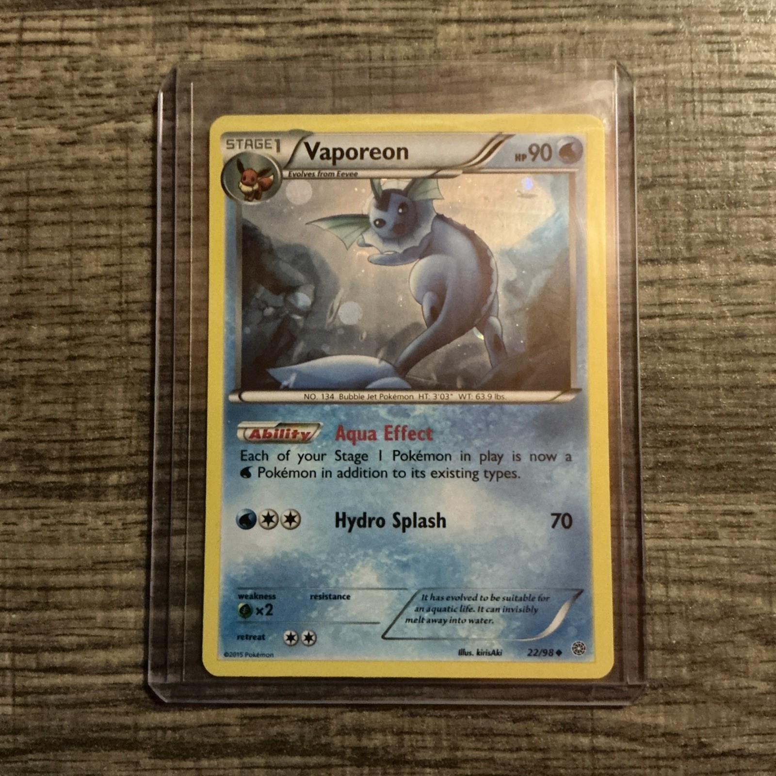 Vaporeon 22/98 Cosmo Holo 2015 Pokemon XY Era Card (NM-)