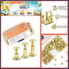 75 Sets Chicago Screws Assorted 3 Sizes 5mm Gold Leather Craft Rivets