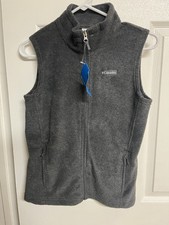 Columbia Steens Mountain Fleece Vest Youth M Gray Zip Outdoor NWT