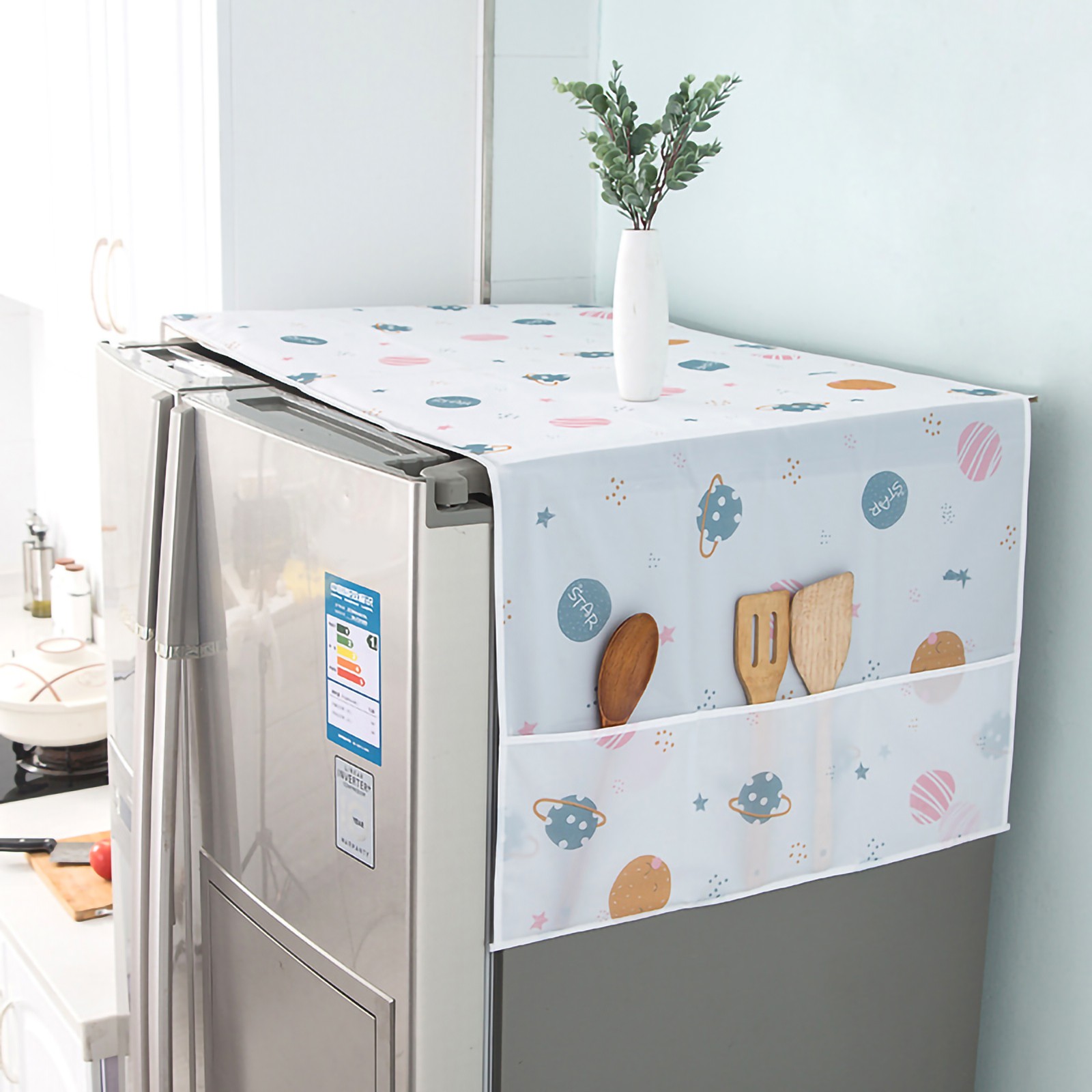 Refrigerator Dust Proof Cover PEVA Waterproof Washing Machine Top Covers With 3
