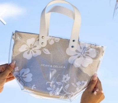 DEAN & DELUCA Hawaii Exclusive 3-Way Small Tote Bag Clear Tote Pouch  NO straps 