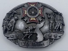 Vtge '87 VFW Veterans of Foreign Wars Life Member belt buckle Siskiyou Buckle Co