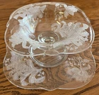 Paden City Orchid Clear Plate & Compote Etched Floral Depression Glass