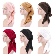 Arab Women Muslim Beanie Indian Bonnet Turban Hair Loss Islamic Bandage Headwear