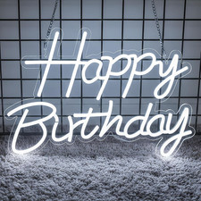 Happy Birthday Neon Sign for Backdrop, LED Happy Birthday Light up Sign, USB Pow