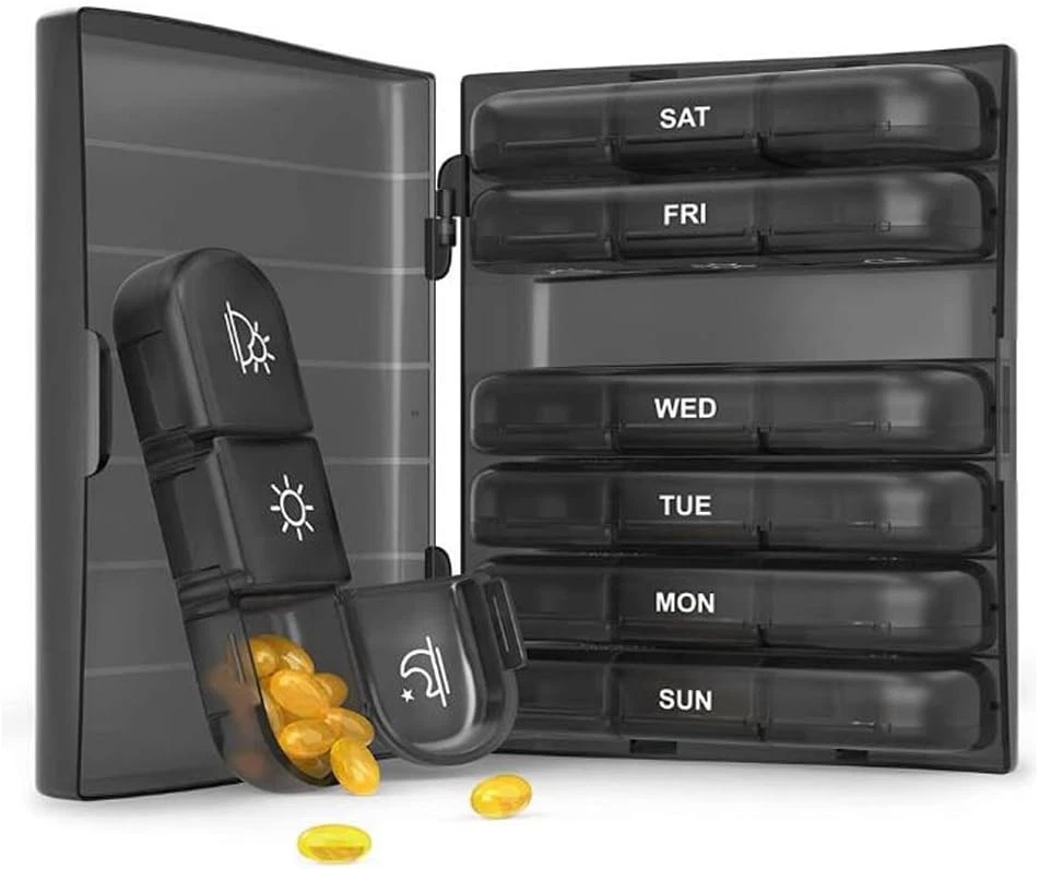 Weekly Pill Organizer 3 Times Daily Portable Box 7 Day Case For Medicine Storage - Image 3 of 4