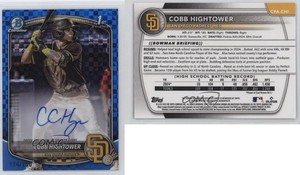 2025 Bowman Chrome Prospect Blue X-Fractor /150 Cobb Hightower #CPA-CHI Auto