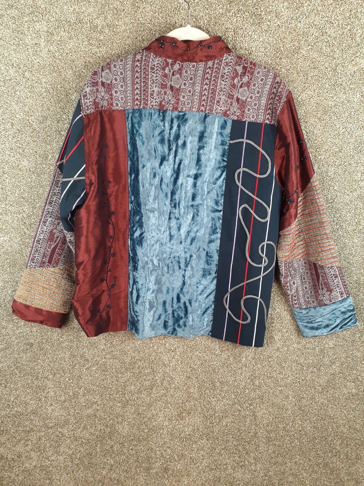 Sag Harbor Patchwork Jacket Shacket Womens 14 Red… - image 5