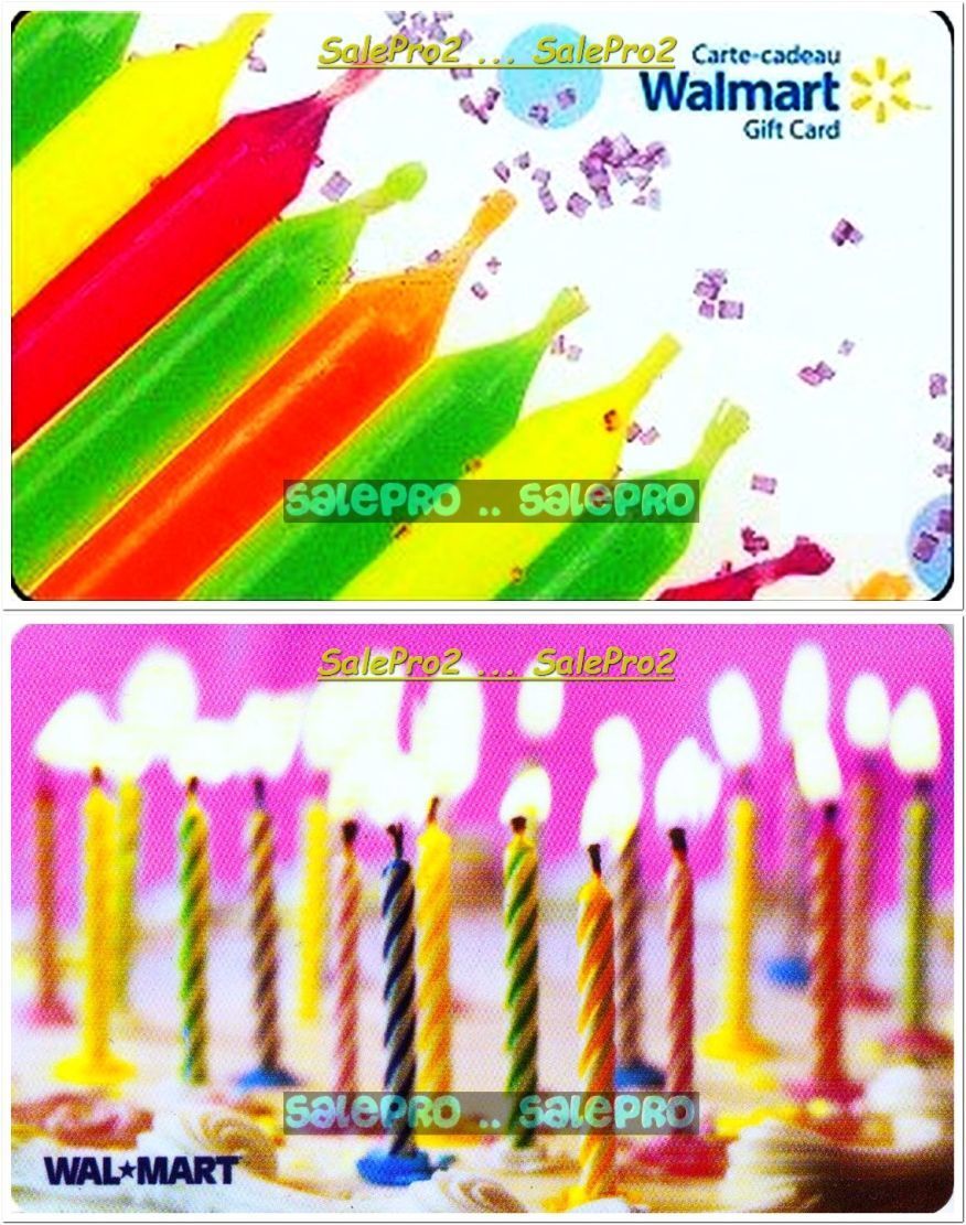 2x WALMART 18TH BIRTHDAY CAKE & COLORED CANDLES COLLECTIBLE GIFT CARD LOT