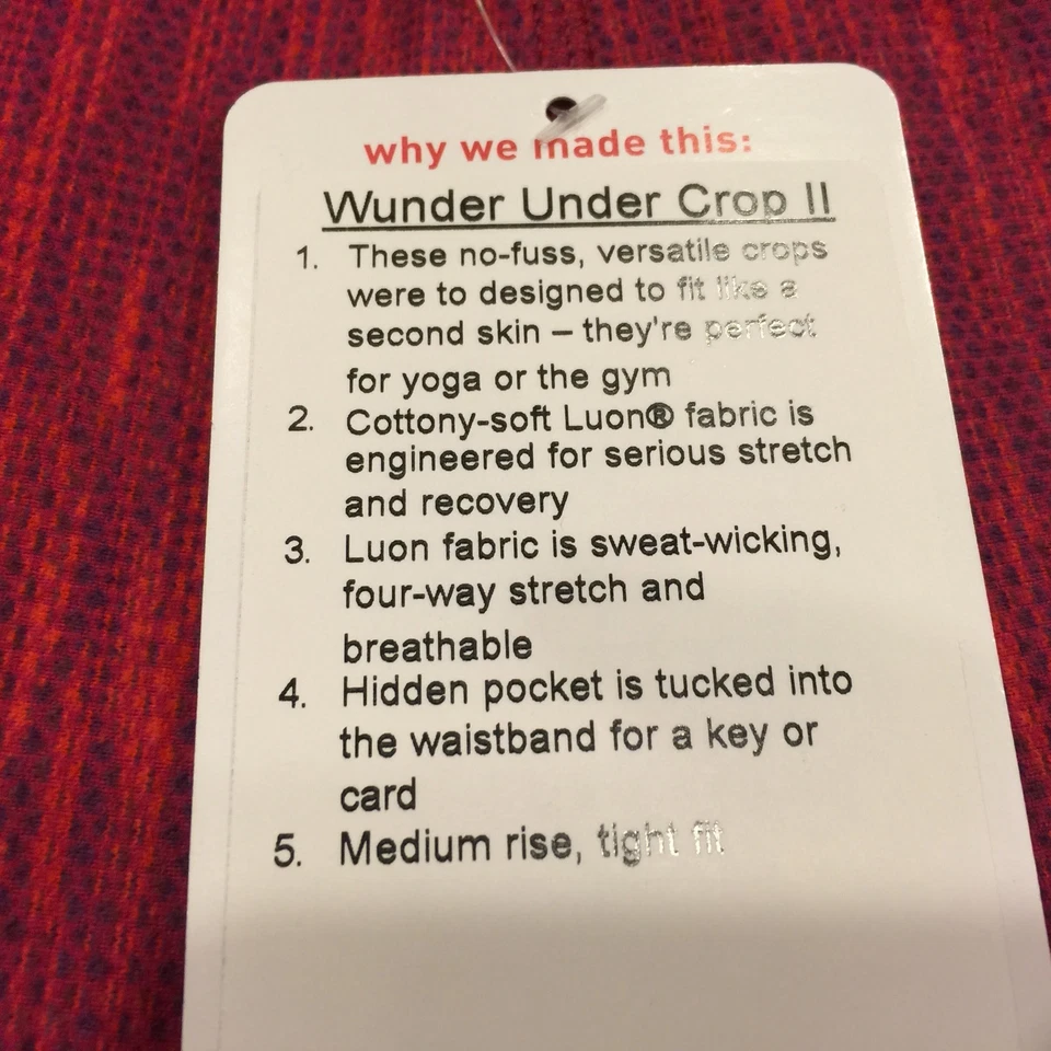 全新带标签 Lululemon Wunder Under Crop II 钻石提花太空染料大黄蜂浆果 10 — 第 3/4 张图片