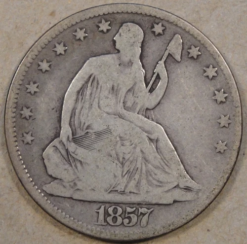 1857 Seated Liberty Half 50c VG As Pictured