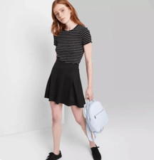 NWT Womens Wild Fable Fun Black Pleated Skater Mini Skirt - Sz S