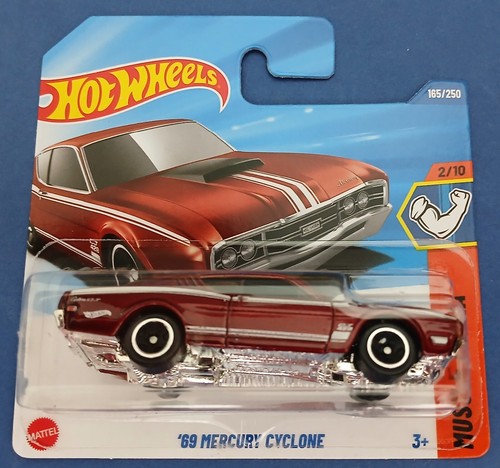 HOT WHEELS 2025 '69 MERCURY CYCLONE, RED, SHORT CARD.