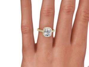 3 Carat Cushion Cut D Vs1 Diamond Halo Engagement Ring 14k Yellow