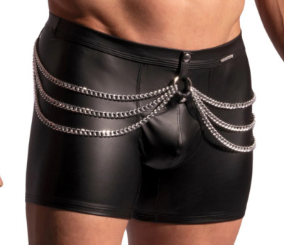 Manstore M2222 CATENA Boxer Gr. M /50 schwarz Leder Style matt Kette Nightclub