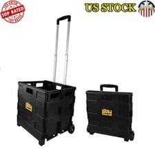 Portable Folding Cart Telescopic Handle 80lb Capacity Home Garden Office New