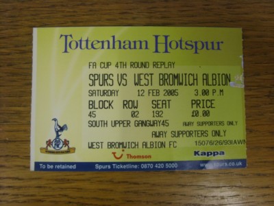12/02/2005 Ticket: Tottenham Hotspur v West Bromwich Albion [FA Cup ...