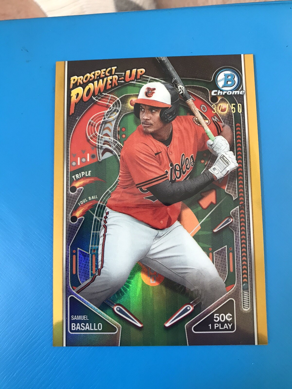 Samuel Basallo 2024 Bowman Chrome Prospect Power Up Gold Refractor 37/50 #PP-8