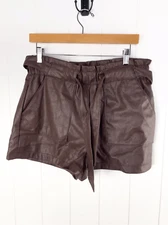 Ci Sono Faux Leather Collection Chocolate Brown Paper Bag Shorts Size L