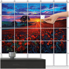 FoLIESEN Fliesenaufkleber - selbstklebendes Fliesenbild - Rotes Blütenmeer