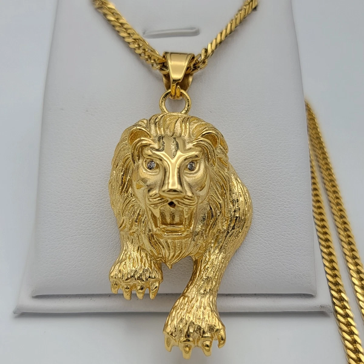 Lion necklace - Gold Pendant, Men's necklace, Unisex jewellery, men's  jewelry | eBay