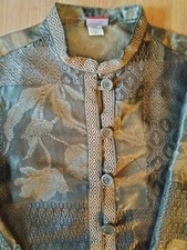 Tudor Court By Haband Brocade Unlined Jacket Nehru Collar Tab Button M Medium