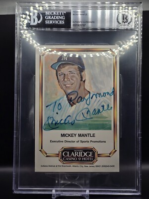 Mickey Mantle Autographed Promo Card Beckett Authentic Signed Very Rare  (CB)