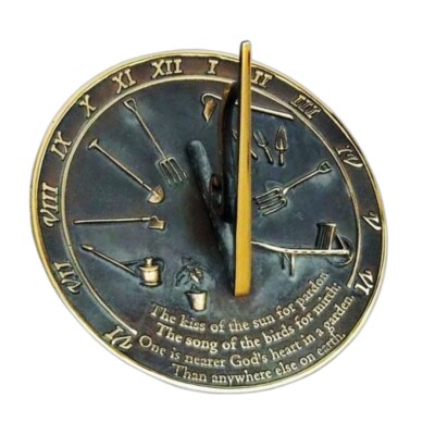 Sundial Clock with Amazing Garden Tools Design & Beautiful Thought with Roman No