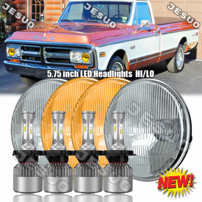 4PCS 5.75'' 5-3/4'' Round LED Headlights for GMC C15/C1500 1961-1972 Pickup C2500
