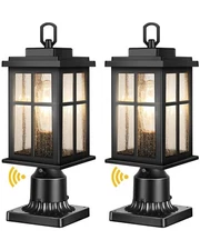 VIANIS Hardwired Dusk to Dawn Outdoor Post Light, Black Outdoor Lamp Post Light