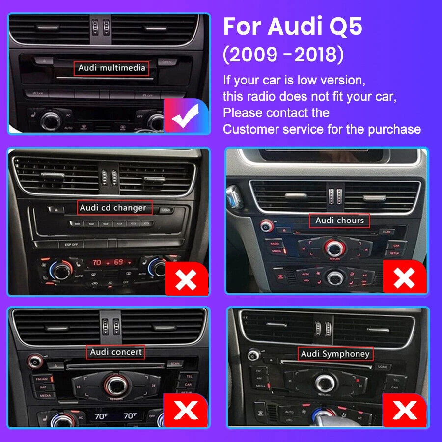 Für Audi Q5 09-2016 8.8"Carplay Android Autoradio WIFI GPS Navi BT RDS DAB 6+64G - Bild 2 von 4