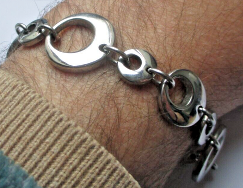 Gourmette Bracelet En Acier Inoxydable Argenté - Parfait État