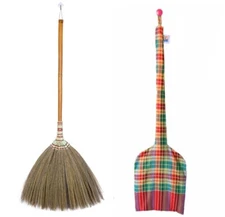 Handmade Whisk Grass Broom 40 Inch – Natural Wood Handle, Indoor/Outdoor Use