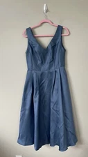 Oleg Cassini Women Dress Midi Blue Fit Flare Preppy Wedding Retro Sz 10 New