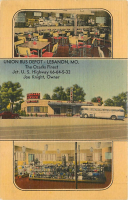 c1940 Union Bus Depot, Lebanon, Missouri Multiple Views Postcard