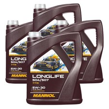 4x5 Liter MANNOL Longlife 504/507 5W-30 Motoröl API SN ACEA C3 7715 synthetic
