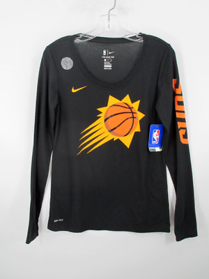 NWT NIKE NBA PHOENIX SUNS Athletic Cut Tee Unisex Small Black DriFit Long Sleeve