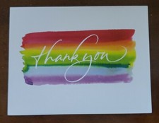 Carlton Cards blank THANK YOU card with envelope, rainbow paint streaks