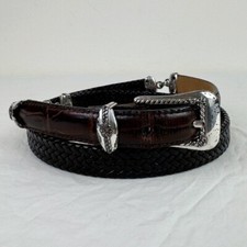 Brighton Vintage Brown Braided and Gator Embossed Belt