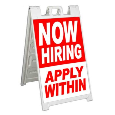 NOW HIRING APPLY WITHIN Signicade 24x36 Aframe Sidewalk Sign Banner Decal JOBS