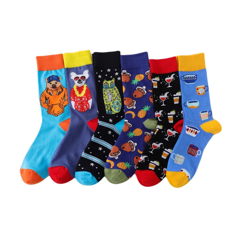 6 Pairs Men's Cotton Trend Medium Tube Socks Women's Casual Dress Socks