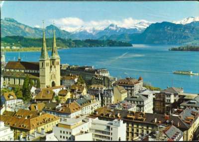 Suisse - Schweiz - Switzerland - Luzern - Hofkirche mit Alpenpanorama