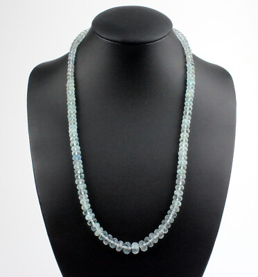 Aquamarin Kette Facettiert Rondell hellblau Natur Edel Halskette 145 Karat 48 cm