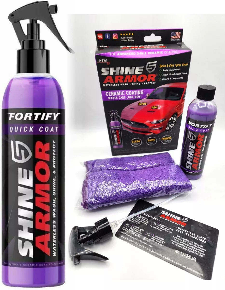 1 Kit-Shine Armor Fortify Quick Coat Ceramic Coating Spray &2 Microfiber  Cloths