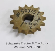 15 tooth 50 pitch roller chain sprocket 1" diameter shaft bore