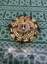 Retro Black & White Naval Anchor Sprawl Gold Toned Circular Brooch Pin FREE SHIP